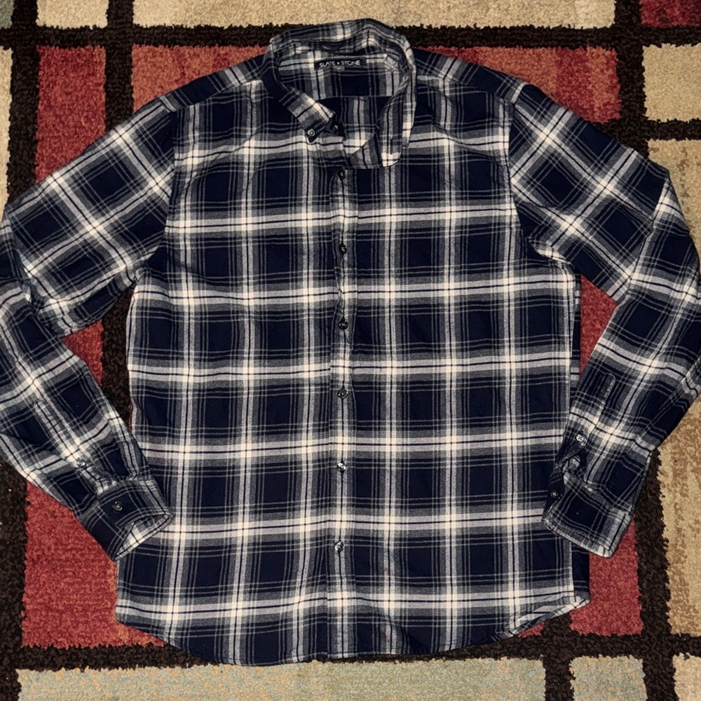 Mens Slate & Stone Plaid Button Up‎ Shirt